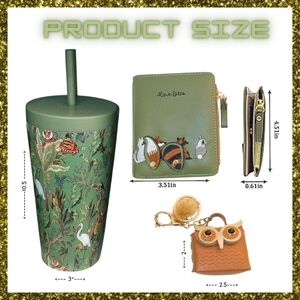 Hydra Peak 2 Piece Set Leather Cardholder Wallet & Wildlife Tumbler NWT New